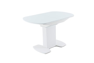 Кухонный раздвижной стол Корсика исп. 1 (Стекло Белое, Opti) 1100(1415)*700 в Южно-Сахалинске