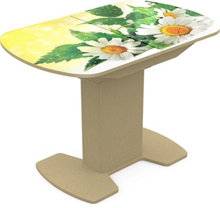 Обеденный раздвижной стол Корсика исп. 2 Фотопечать (Цветы №3) 1200(1515)*800 в Южно-Сахалинске