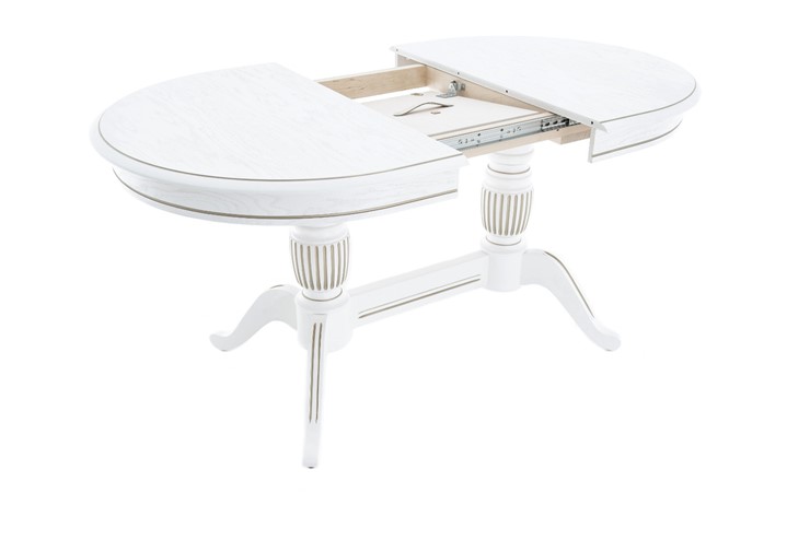 Кухонный раздвижной стол Леонардо-2 исп. Овал, тон 10 Покраска + патина с прорисовкой (на столешнице) в Южно-Сахалинске - изображение 1