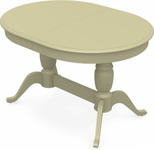 Кухонный раздвижной стол Леонардо-2 исп. Овал, тон 10 Покраска + патина с прорисовкой (на столешнице) в Южно-Сахалинске - предосмотр