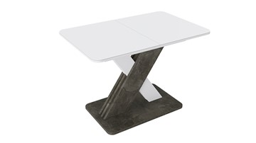 Раздвижной стол Люксембург тип 1 (Белый/Ателье темный/Стекло белое матовое) в Южно-Сахалинске