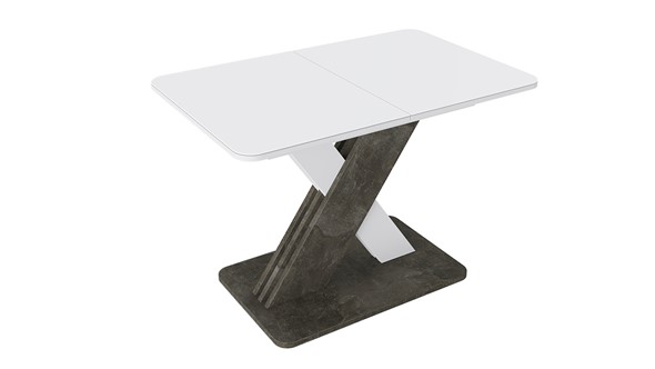 Раздвижной стол Люксембург тип 1 (Белый/Ателье темный/Стекло белое матовое) в Южно-Сахалинске - изображение