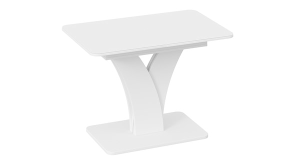 Кухонный стол раскладной Люксембург тип 2 (Белый/Стекло белое матовое) в Южно-Сахалинске - изображение