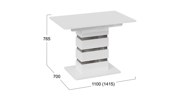 Стол раздвижной Мадейра тип 1 (Белый глянец/Ателье темный) в Южно-Сахалинске - изображение 5