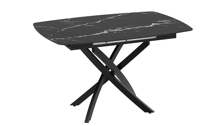 Кухонный стол раскладной Манхеттен Т1 (Черный муар/Стекло матовое черный мрамор) в Южно-Сахалинске - изображение 2