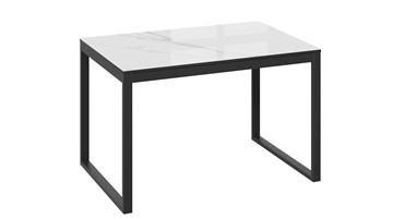 Кухонный раскладной стол Маркус Тип 1 (Черный муар, Стекло белый мрамор) в Южно-Сахалинске - предосмотр 2