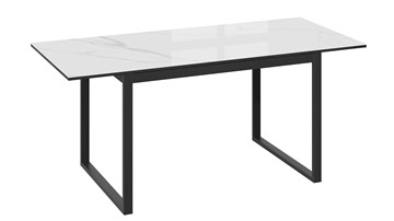 Кухонный раскладной стол Маркус Тип 1 (Черный муар, Стекло белый мрамор) в Южно-Сахалинске - предосмотр 3