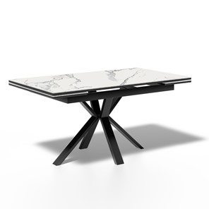 Кухонный стол раздвижной ME1600 (черный/керамика мрамор белый) в Южно-Сахалинске