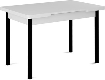Стол раздвижной Кубика Милан-1 EVO, ноги металлические черные, белый цемент в Южно-Сахалинске