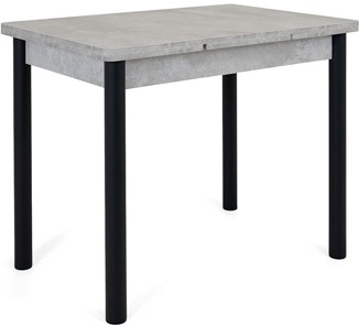 Кухонный стол раскладной Кубика Милан-1 EVO, ноги металлические черные, светлый цемент в Южно-Сахалинске