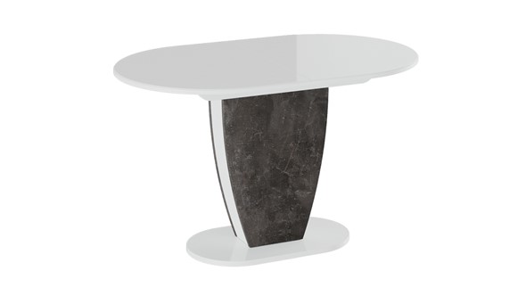 Кухонный стол раздвижной Монреаль тип 1 (Белый глянец/Моод темный) в Южно-Сахалинске - изображение