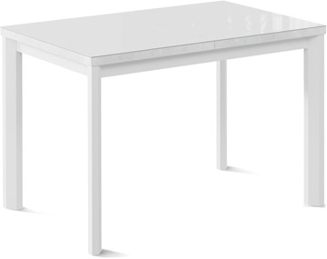 Кухонный стол раскладной Кубика Нагано-1G (ноги металлические белые, стекло cristal/белый цемент) в Южно-Сахалинске