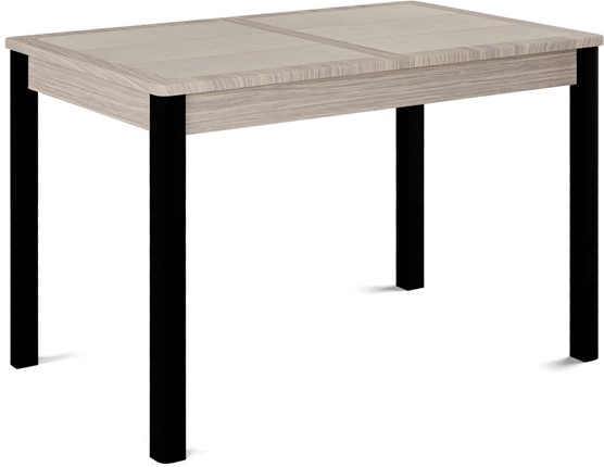 Кухонный стол раскладной Ницца-1 ПЛ (ноги черные, плитка бежевая/лофт) в Южно-Сахалинске - изображение