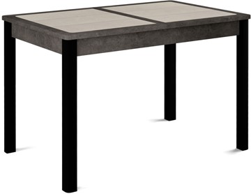 Кухонный стол раздвижной Ницца-1 ПЛ (ноги черные, плитка бежевая/серый камень) в Южно-Сахалинске