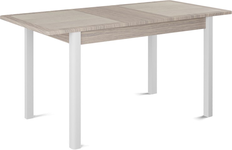 Кухонный стол раздвижной Ницца-2 ПЛ (ноги белые, плитка бежевая/лофт) в Южно-Сахалинске - изображение 1