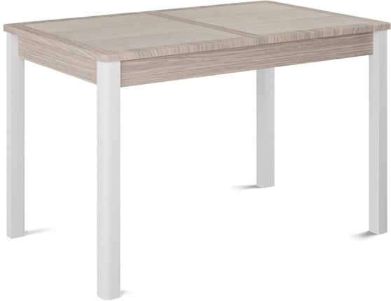 Кухонный стол раздвижной Ницца-2 ПЛ (ноги белые, плитка бежевая/лофт) в Южно-Сахалинске - изображение