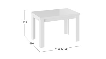 Стол раздвижной Норман тип 1, цвет Белый/Стекло белый глянец в Южно-Сахалинске - предосмотр 2
