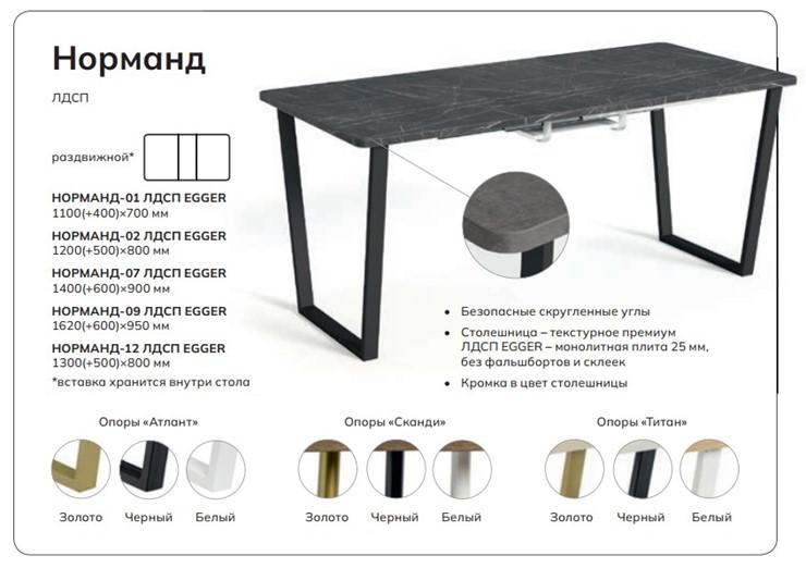 Кухонный стол раскладной Норманд-01 в Южно-Сахалинске - изображение 4