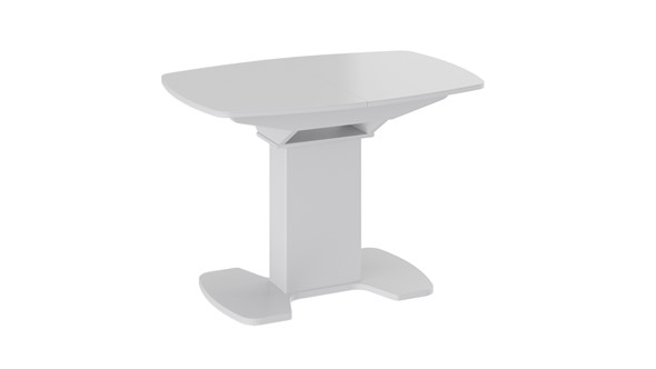 Обеденный раздвижной стол Портофино (СМ(ТД)-105.01.11(1)), цвет  Белый глянец/Стекло белое в Южно-Сахалинске - изображение