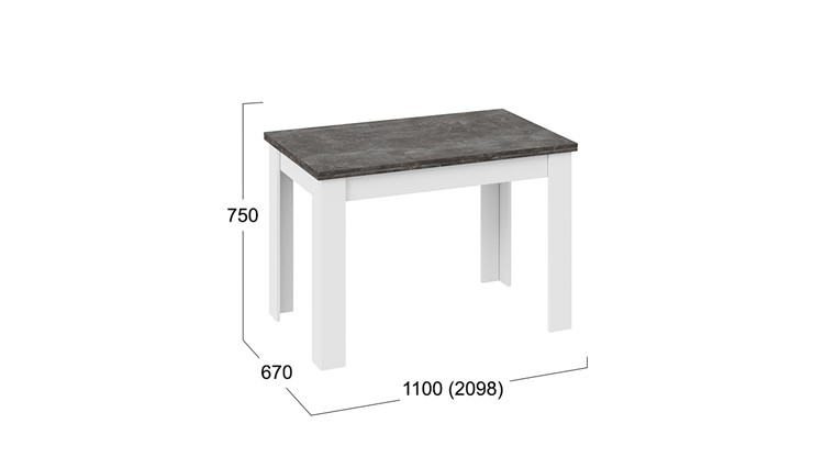 Кухонный раскладной стол Промо тип 4 (Белый/Ателье темный) в Южно-Сахалинске - изображение 4