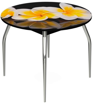Раздвижной стол Ривьера - Круг, ноги метал. крашеные №24, ФП (Цветы №11) в Южно-Сахалинске - изображение