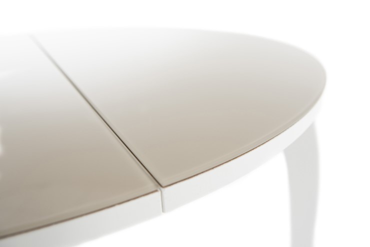Кухонный стол раздвижной Ривьера исп. круг хром №5 (стекло белое/черный) в Южно-Сахалинске - изображение 6