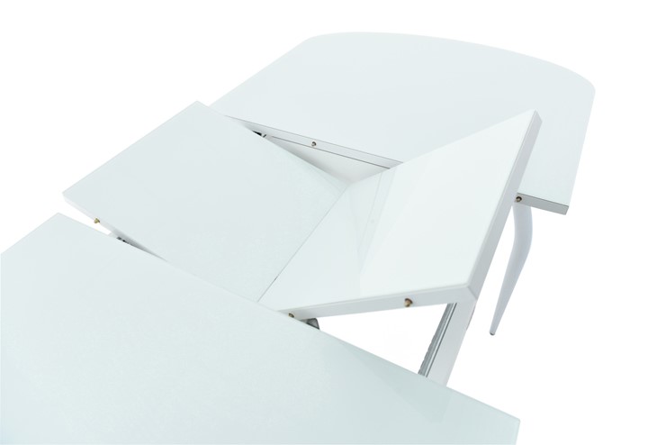 Кухонный раздвижной стол Ривьера исп.1 хром №5 (стекло белое/белый) в Южно-Сахалинске - изображение 3