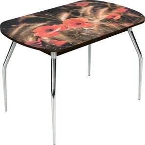 Раздвижной стол Ривьера исп.1 ноги метал. крашеные №24 Фотопечать (Цветы №38) в Южно-Сахалинске