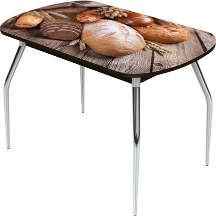 Кухонный стол раскладной Ривьера исп.1 ноги метал. крашеные №24 Фотопечать (Хлеб №1) в Южно-Сахалинске - изображение