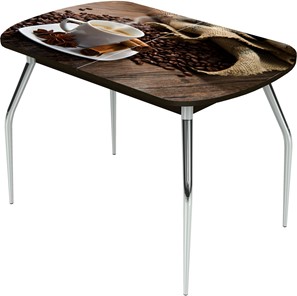 Кухонный стол раздвижной Ривьера исп.1 ноги метал. крашеные №24 Фотопечать (Кофе №22) в Южно-Сахалинске