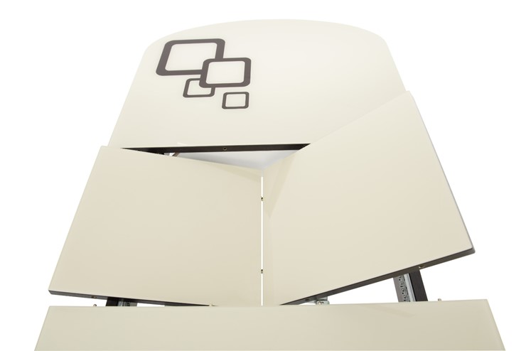 Кухонный раскладной стол Ривьера исп.2 хром №5, Рисунок квадро (стекло молочное/коричневый/венге) в Южно-Сахалинске - изображение 4