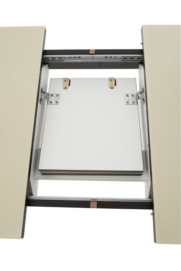 Кухонный раскладной стол Ривьера исп.2 хром №5, Рисунок квадро (стекло молочное/коричневый/венге) в Южно-Сахалинске - изображение 5