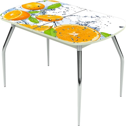 Обеденный раздвижной стол Ривьера исп.2 ноги метал. крашеные №24 Фотопечать (Фрукты №16) в Южно-Сахалинске - изображение