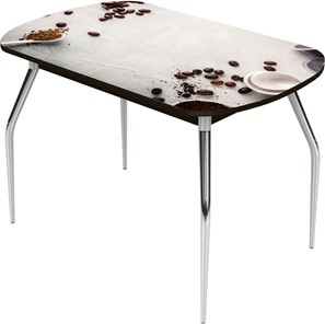 Кухонный стол раздвижной Ривьера исп.2 ноги метал. крашеные №24 Фотопечать (Кофе №27) в Южно-Сахалинске