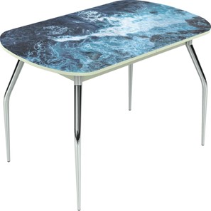 Обеденный раздвижной стол Ривьера исп.2 ноги метал. крашеные №24 Фотопечать (Вода №15) в Южно-Сахалинске
