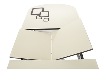 Раздвижной стол Ривьера мини дерево №1, Рисунок квадро (стекло белое/черный/белый) в Южно-Сахалинске - предосмотр 4
