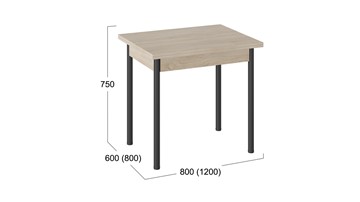 Кухонный стол раздвижной Родос тип 2 с опорой d40 (Черный муар/Дуб Сонома) в Южно-Сахалинске - предосмотр 2