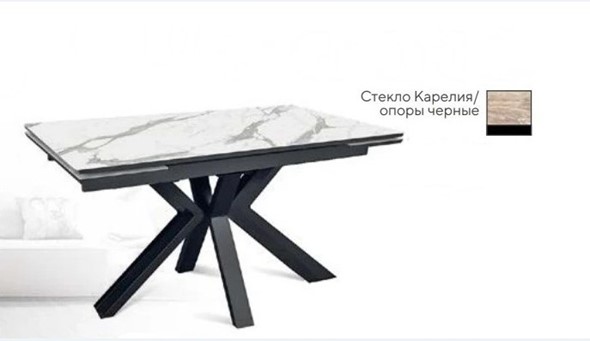 Кухонный раскладной стол SFE 140, керамика карелия мрамор/ножки черные в Южно-Сахалинске - изображение