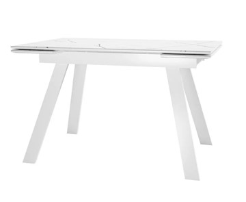 Раздвижной стол SKL 140, керамика белый мрамор/подстолье белое/ножки белые в Южно-Сахалинске - предосмотр 1
