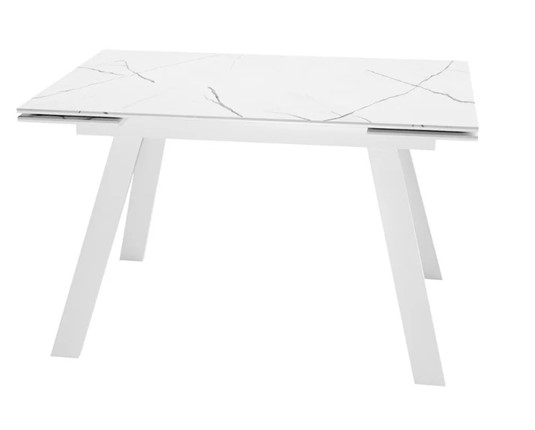 Раздвижной стол SKL 140, керамика белый мрамор/подстолье белое/ножки белые в Южно-Сахалинске - изображение