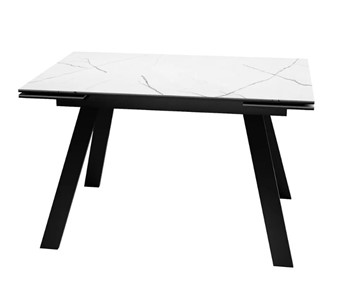 Кухонный раскладной стол SKL 140, керамика белый мрамор/подстолье черное/ножки черные в Южно-Сахалинске