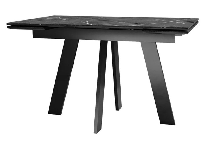 Кухонный раскладной стол SKM 120, керамика черный мрамор/подстолье черное/ножки черные в Южно-Сахалинске - изображение 1