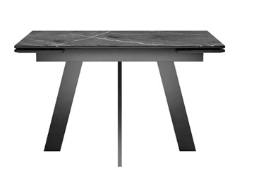 Кухонный раскладной стол SKM 120, керамика черный мрамор/подстолье черное/ножки черные в Южно-Сахалинске - предосмотр 2