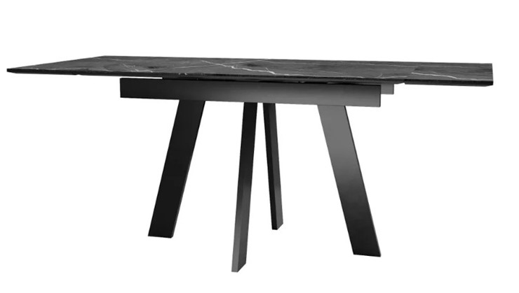 Кухонный раскладной стол SKM 120, керамика черный мрамор/подстолье черное/ножки черные в Южно-Сахалинске - изображение 3