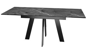 Кухонный раскладной стол SKM 120, керамика черный мрамор/подстолье черное/ножки черные в Южно-Сахалинске - предосмотр 5