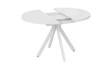 Кухонный раскладной стол Стокгольм Тип 1 (Белый муар/Стекло глянцевое белое) в Южно-Сахалинске - предосмотр 3