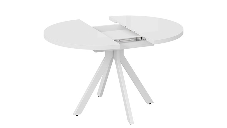 Кухонный раскладной стол Стокгольм Тип 1 (Белый муар/Стекло глянцевое белое) в Южно-Сахалинске - изображение 3