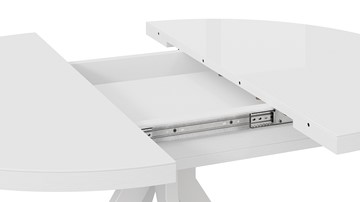 Кухонный раскладной стол Стокгольм Тип 1 (Белый муар/Стекло глянцевое белое) в Южно-Сахалинске - предосмотр 4