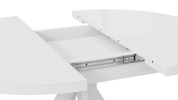 Кухонный раскладной стол Стокгольм Тип 1 (Белый муар/Стекло глянцевое белое) в Южно-Сахалинске - изображение 4