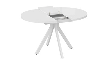 Кухонный раскладной стол Стокгольм Тип 1 (Белый муар/Стекло глянцевое белое) в Южно-Сахалинске - предосмотр 5